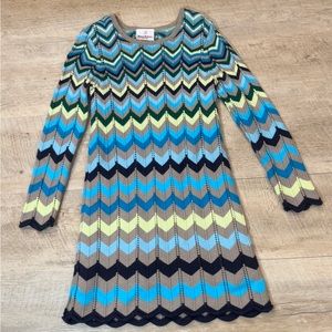 Hanna Anderson Fully Lined Cotton Chevron Sweater Dress Size 6-7
